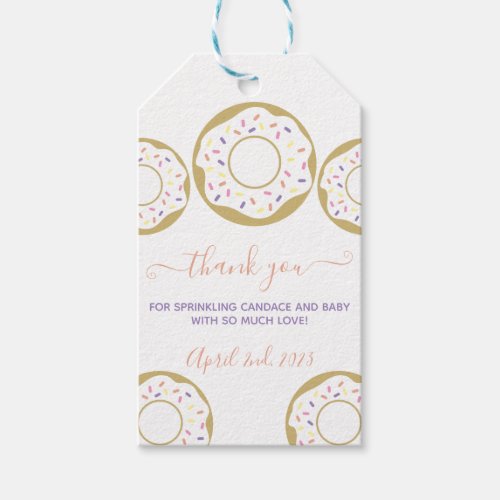 Donut Sprinkled With Love Baby Sprinkle Thank You  Gift Tags