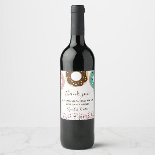 Donut Sprinkled With Love Baby Sprinkle Thank You Wine Label