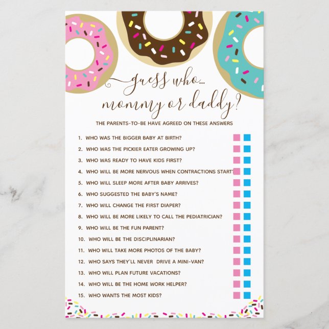 Donut Sprinkled With Love Guess Who? Game (Front)