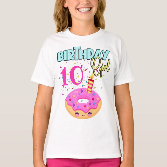 Donut Sprinkler Birthday Girl Party Theme MAtching T-Shirt (Front)