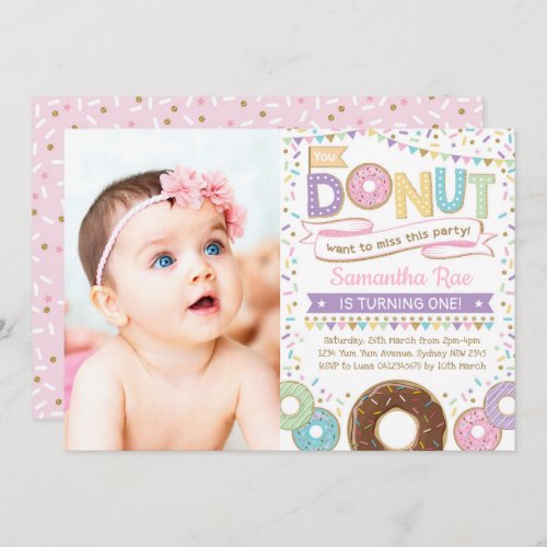 Donut Sprinkles Birthday Donut Party Invite