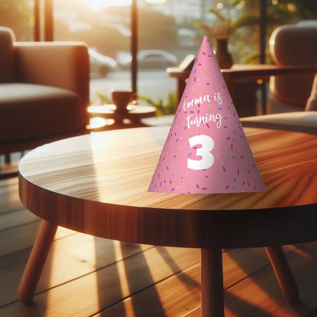 Donut Sprinkles Birthday Pink Party Hat (Creator Uploaded)