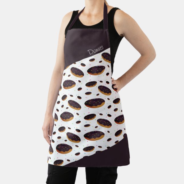 Donut Sprinkles Brown White Smiling Food Pattern Apron (Insitu)