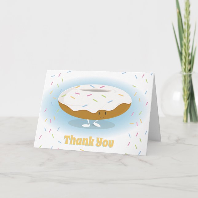 Donut Sprinkles Cute Cartoon Food Thank You Card (Front)
