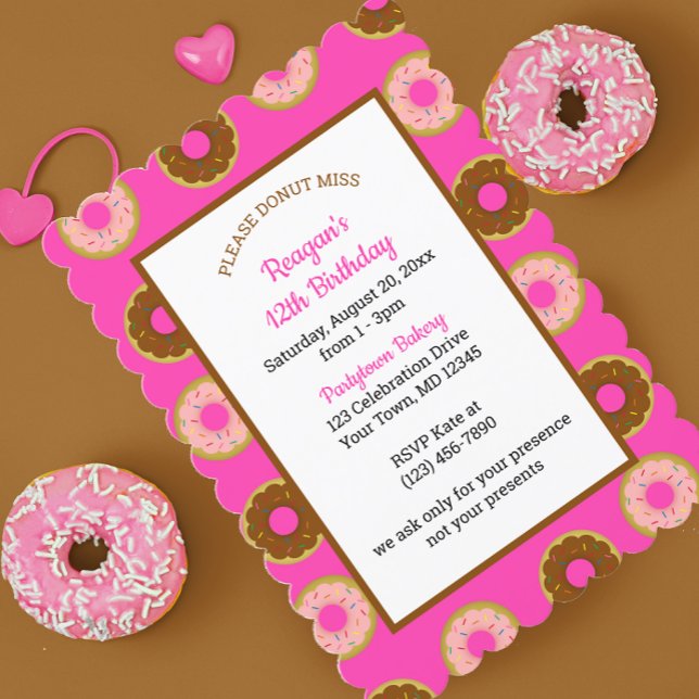 Donut Sprinkles Pink Birthday Invitation (Creator Uploaded)