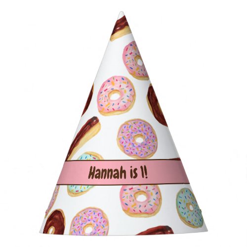 Donut Sprinkles Pink Blue Chocolate Fun Birthday Party Hat