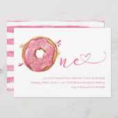 Donut Sprinkles Pink Girls 1st Birthday Invitation (Front/Back)