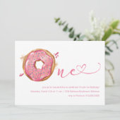 Donut Sprinkles Pink Girls 1st Birthday Invitation (Standing Front)