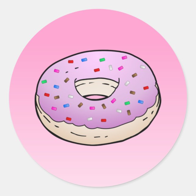 Donut Sprinkles Pink Glaze  Classic Round Sticker (Front)