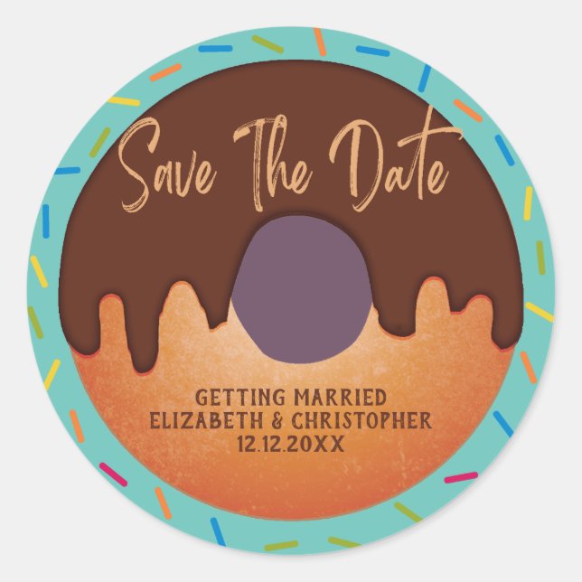 Donut Sprinkles Wedding Save The Date Seal (Front)