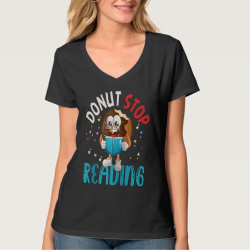 Donut Stop Reading Meme Book Reader Pun Bookworm Q T_Shirt