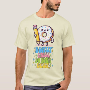 Donut Stress Do Your Best Retro Teacher Test Day  T-Shirt