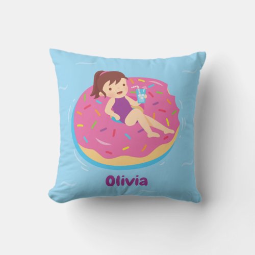 Donut Summer Pool Float Girls Room Decor Pillow