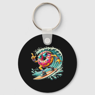 Donut Surfing Surfer Donut Lover Surfboarder Keychain