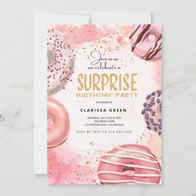 Donut SURPRISE party Invitation (Front)