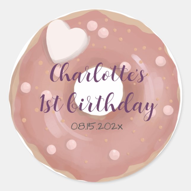 Donut Sweet Birthday  Classic Round Sticker (Front)