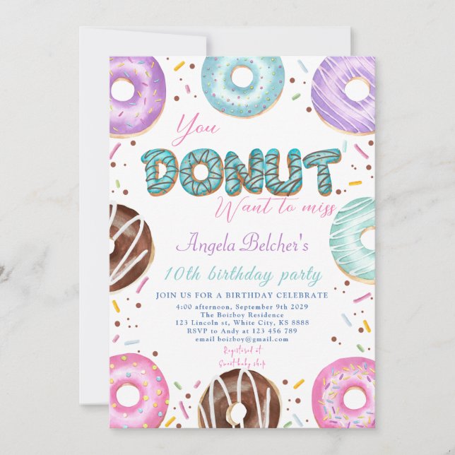 Donut Sweet Birthday Invitation (Front)