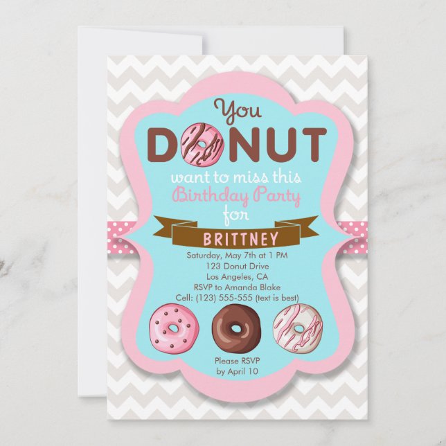 Donut Sweet Birthday Party Invitation (Front)