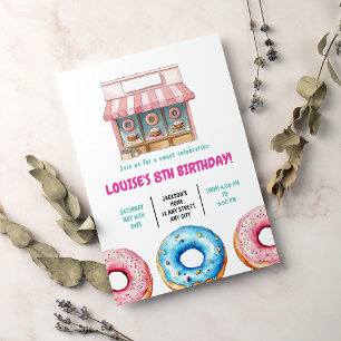 Donut Sweet Birthday Party Pink Pastel Girl Invitation