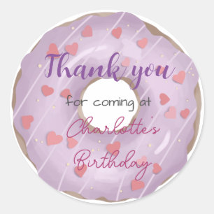Donut Sweet Birthday Thank You Classic Round Sticker