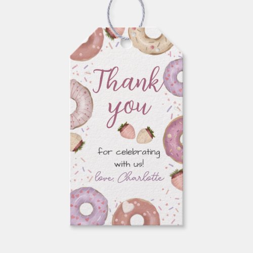 Donut Sweet Birthday Thank You  Gift Tags