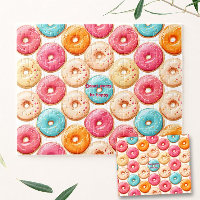 Donut Sweet Colorful Pink Custom Name Text Jigsaw Puzzle (Donut Sweet Colorful Pink Custom Name Text Jigsaw Puzzle)