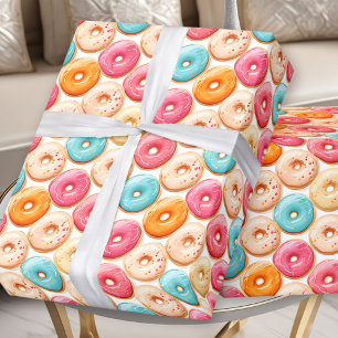 Donut Sweet Colorful Pink Girl Birthday Wrapping Paper