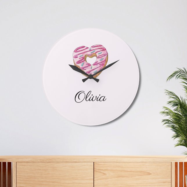 Donut Sweet Girl Sprinkles Large Clock (Creator Uploaded)