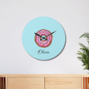 Donut Sweet Girl Sprinkles Large Clock