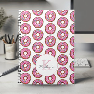 Donut Sweet Girl Sprinkles Pattern Custom Name Notebook