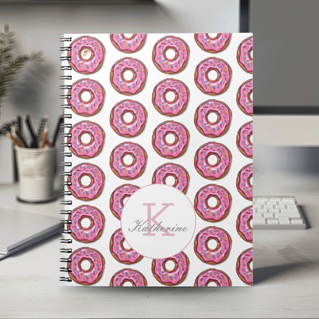 Donut Sweet Girl Sprinkles Pattern Custom Name Notebook (Creator Uploaded)