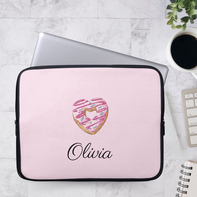 Donut Sweet Girl Sprinkles Personalized Name Laptop Sleeve (Creator Uploaded)