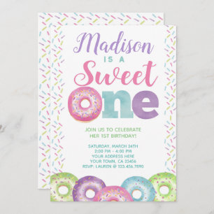Donut, Sweet One, 1st birthday Invitation