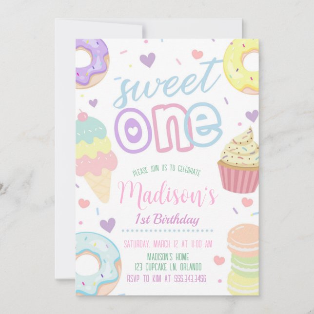Donut Sweet One 1st Birthday Invitation (Front)