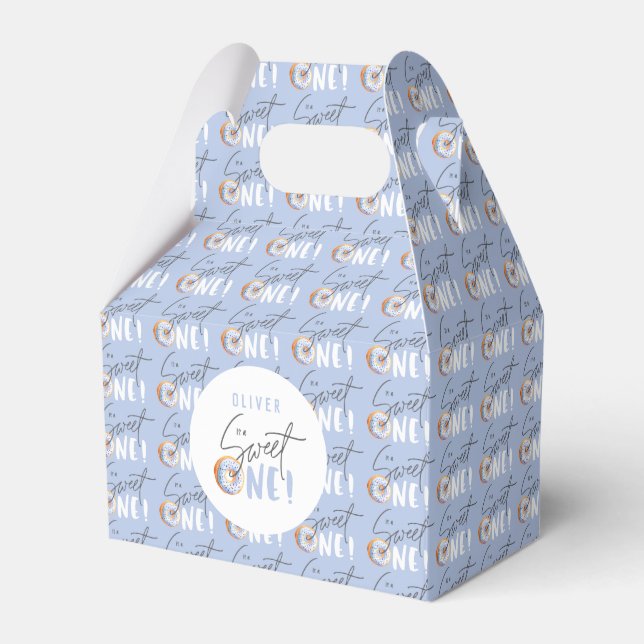 Donut sweet one 1st birthday party attire  favor boxes (Front Side)