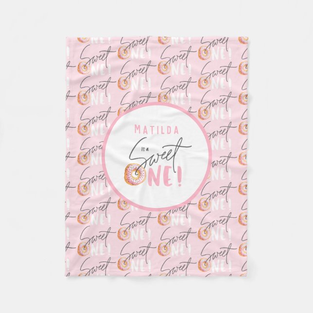 Donut sweet one 1st birthday party attire fleece blanket (Front)