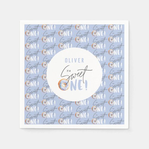 Donut sweet one 1st birthday party attire  napkins