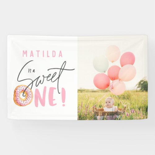 Donut sweet one 1st birthday party banner