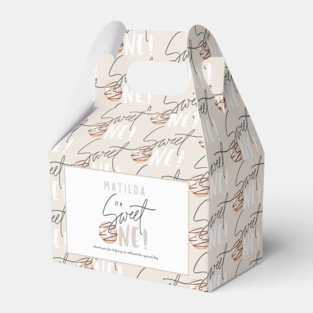Donut sweet one 1st birthday party favor boxes (Front Side)