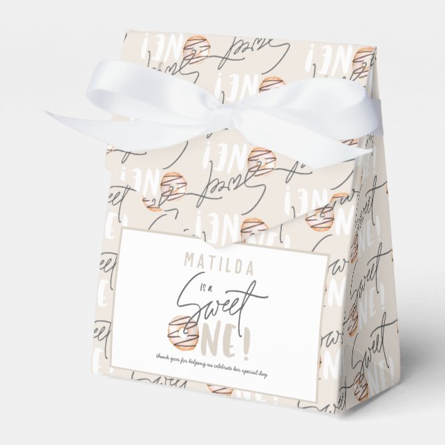 Donut sweet one 1st birthday party favor boxes (Front Side)