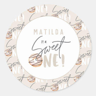 Donut sweet one 1st birthday party favor classic round sticker