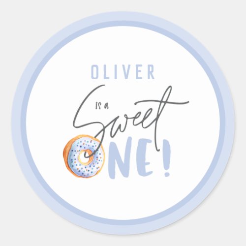 Donut sweet one 1st birthday party favor classic round sticker