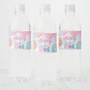 Pink Sprinkles Donuts Water Bottle Labels | Zazzle