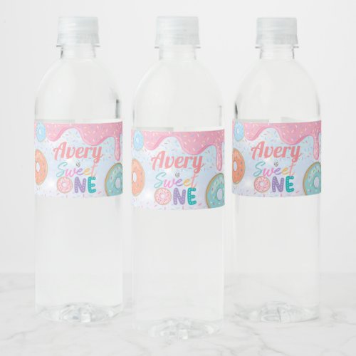 Donut Sweet One 1st Birthday Party Favor  Water Bo Water Bottle Label