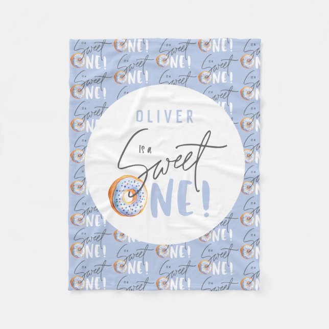 Donut sweet one 1st birthday party ` fleece blanket (Front)