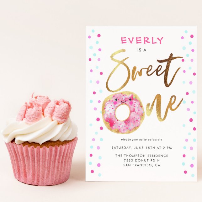 Donut Sweet One 1st Birthday Party Invitation