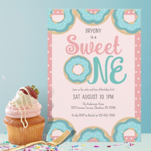 Donut Sweet One 1st Birthday Party  Invitation