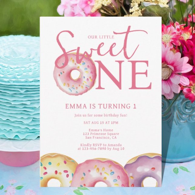 Donut Sweet One 1st Birthday Party  Invitation (Creator Uploaded)