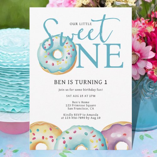 Donut Sweet One 1st Birthday Party Invitation