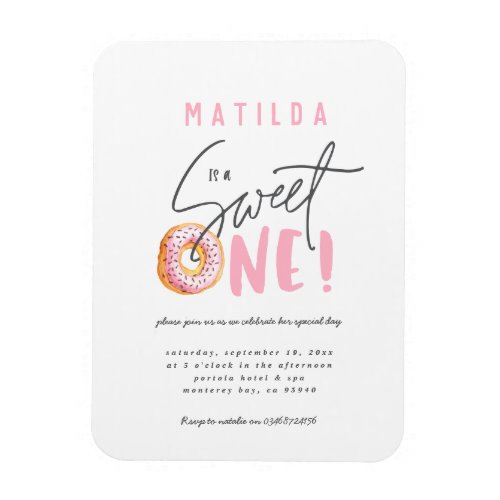 Donut sweet one 1st birthday party invitation magnet